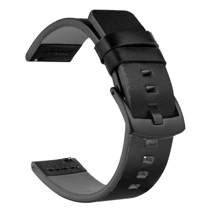 For Suunto 9 / Suunto 7 Steel Buckle 24mm Genuine Leather Watch Band(Black) by bashfashion