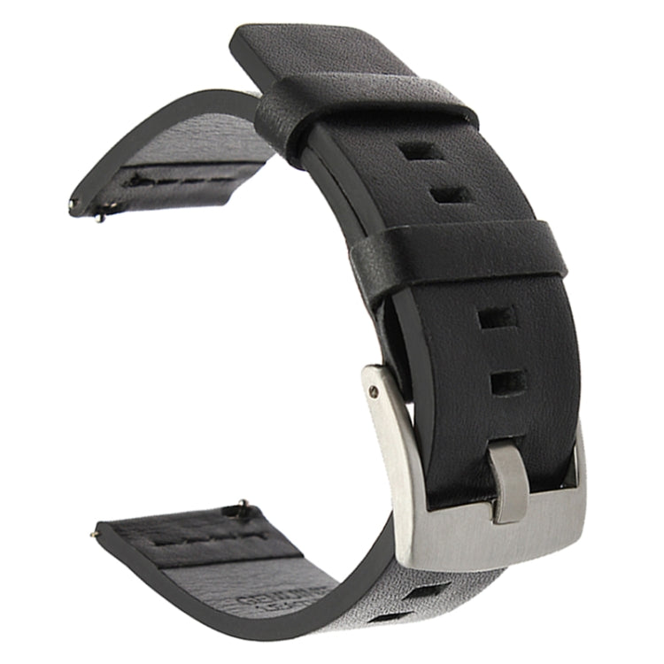 For Suunto 9 / Suunto 7 Steel Buckle 24mm Genuine Leather Watch Band(Black Silver) by bashfashion