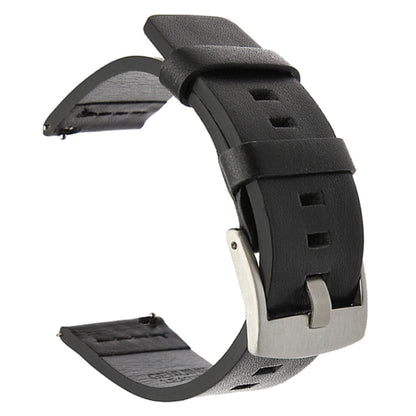 For Suunto 9 / Suunto 7 Steel Buckle 24mm Genuine Leather Watch Band(Black Silver) by bashfashion