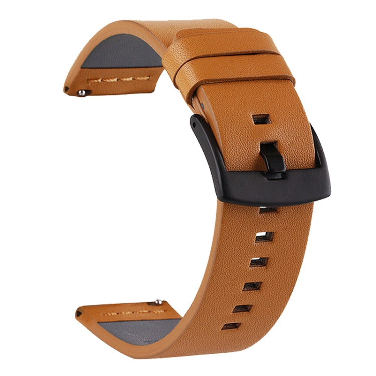 For Suunto 9 / Suunto 7 Steel Buckle 24mm Genuine Leather Watch Band(Yellow Black) by bashfashion