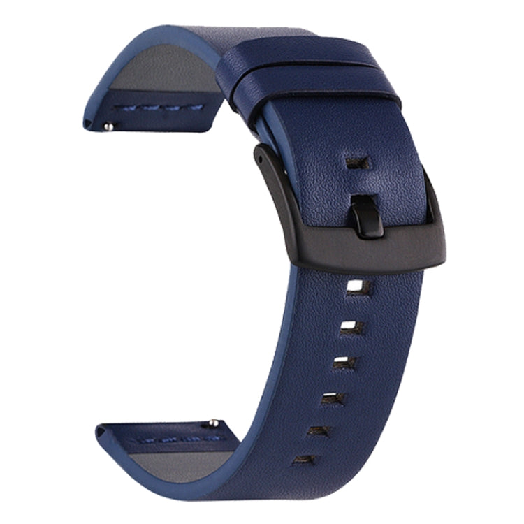For Suunto 9 / Suunto 7 Steel Buckle 24mm Genuine Leather Watch Band(Blue Black) by bashfashion