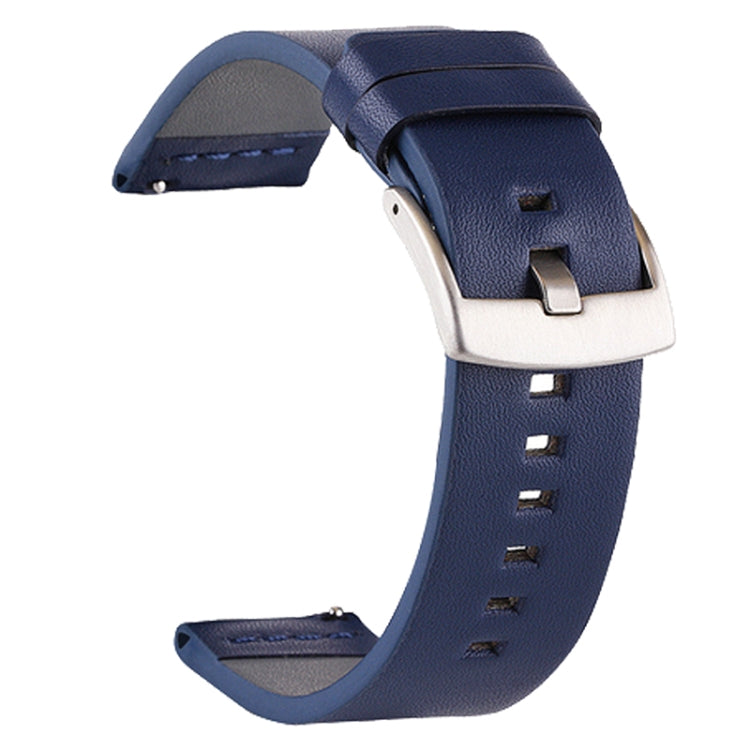 For Suunto 9 / Suunto 7 Steel Buckle 24mm Genuine Leather Watch Band(Blue Silver) by bashfashion