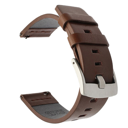 For Suunto 9 / Suunto 7 Steel Buckle 24mm Genuine Leather Watch Band(Brown Silver) by bashfashion