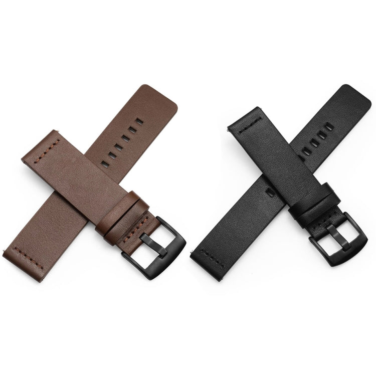 For Suunto 9 / Suunto 7 Steel Buckle 24mm Genuine Leather Watch Band(Brown Silver) by bashfashion