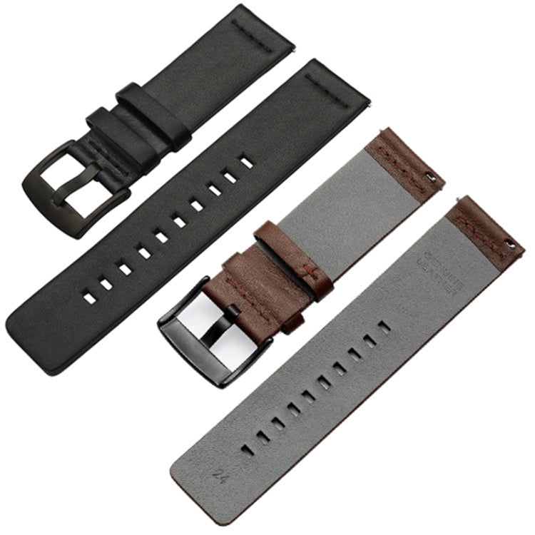For Suunto 9 / Suunto 7 Steel Buckle 24mm Genuine Leather Watch Band(Blue Black) by bashfashion