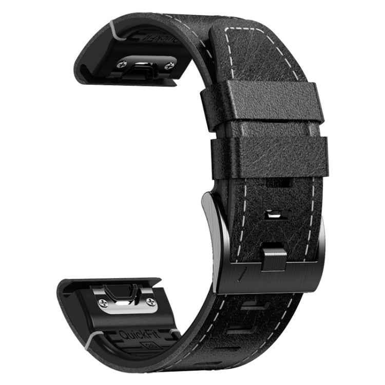 For Garmin 26mm Silicone Leather Quick Release Watch Band(Black) by bashfashion