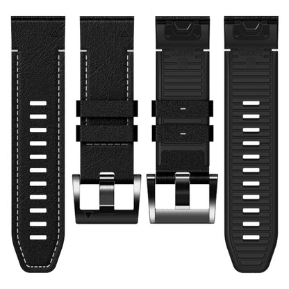For Garmin 26mm Silicone Leather Quick Release Watch Band(Black) by bashfashion