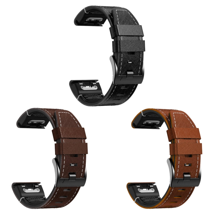 For Garmin 26mm Silicone Leather Quick Release Watch Band(Black) by bashfashion