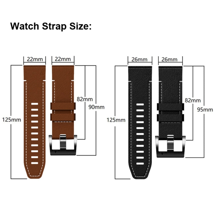 For Garmin 26mm Silicone Leather Quick Release Watch Band(Black) by bashfashion