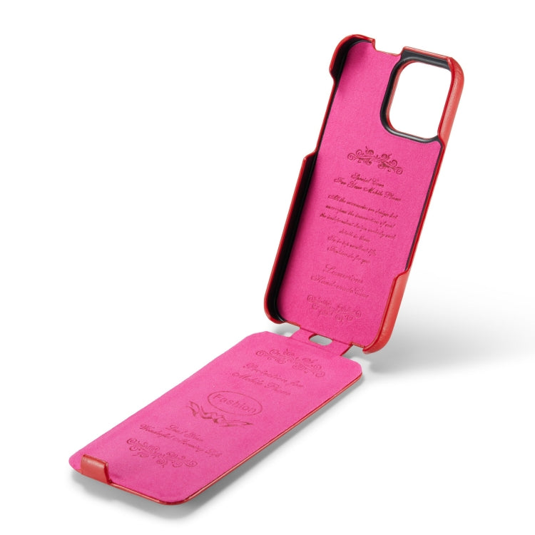 For iPhone 16 Pro Fierre Shann 64 Texture Vertical Flip PU Leather Phone Case(Red) by FIERRE SHANN