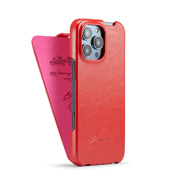 For iPhone 16 Pro Fierre Shann 64 Texture Vertical Flip PU Leather Phone Case(Red) by FIERRE SHANN