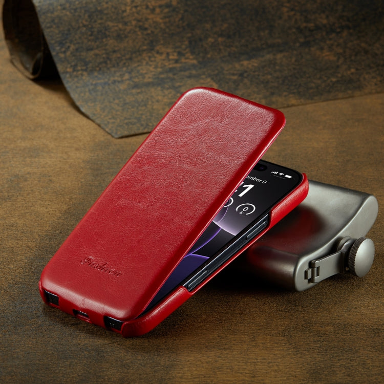 For iPhone 16 Pro Fierre Shann 64 Texture Vertical Flip PU Leather Phone Case(Red) by FIERRE SHANN