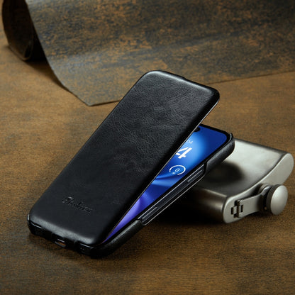 For iPhone 16 Plus Fierre Shann 64 Texture Vertical Flip PU Leather Phone Case(Black) by FIERRE SHANN