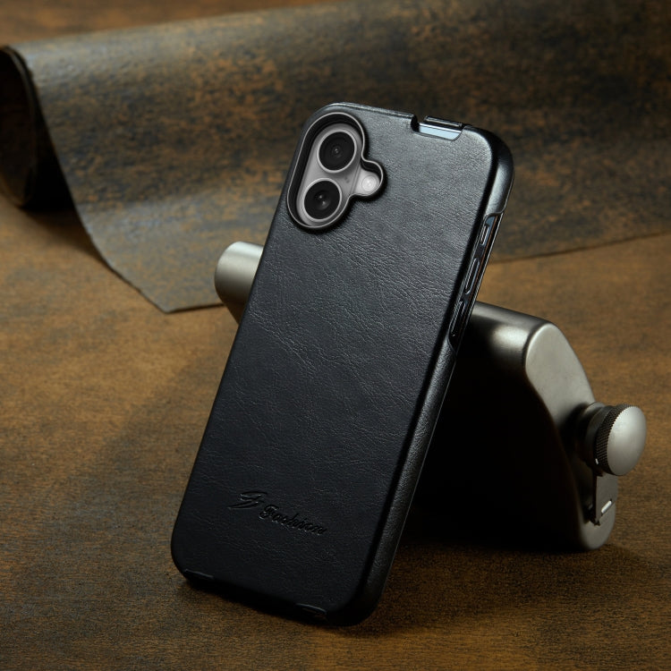 For iPhone 16 Plus Fierre Shann 64 Texture Vertical Flip PU Leather Phone Case(Black) by FIERRE SHANN