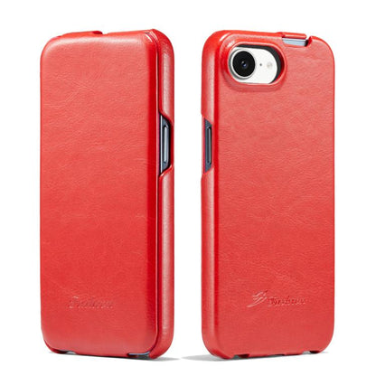 For iPhone 16e Fierre Shann 64 Texture Vertical Flip PU Leather Phone Case(Red) by FIERRE SHANN