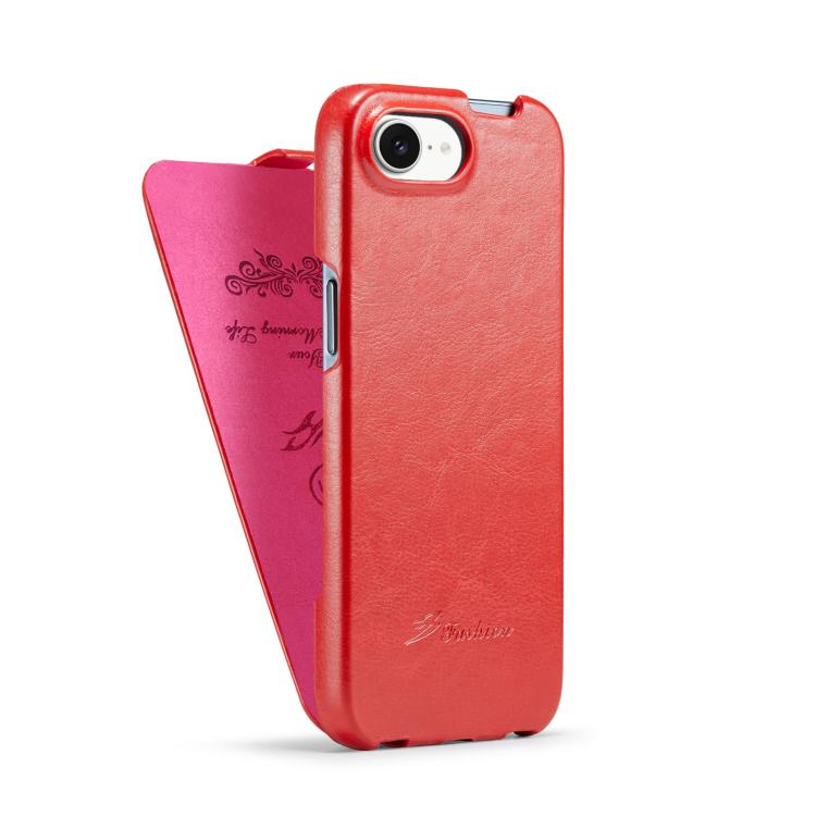 For iPhone 16e Fierre Shann 64 Texture Vertical Flip PU Leather Phone Case(Red) by FIERRE SHANN