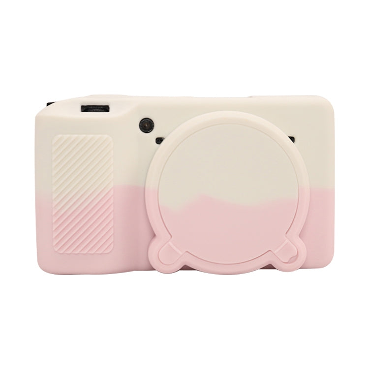 For Ricoh GR III Soft Silicone Protective Case(White Pink) by bashfashion