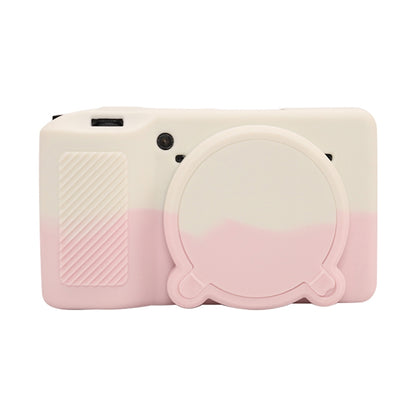 For Ricoh GR III Soft Silicone Protective Case(White Pink) by bashfashion