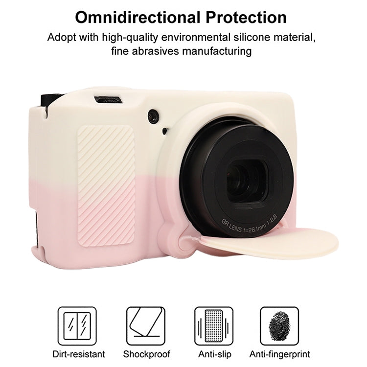 For Ricoh GR III Soft Silicone Protective Case(White Pink) by bashfashion
