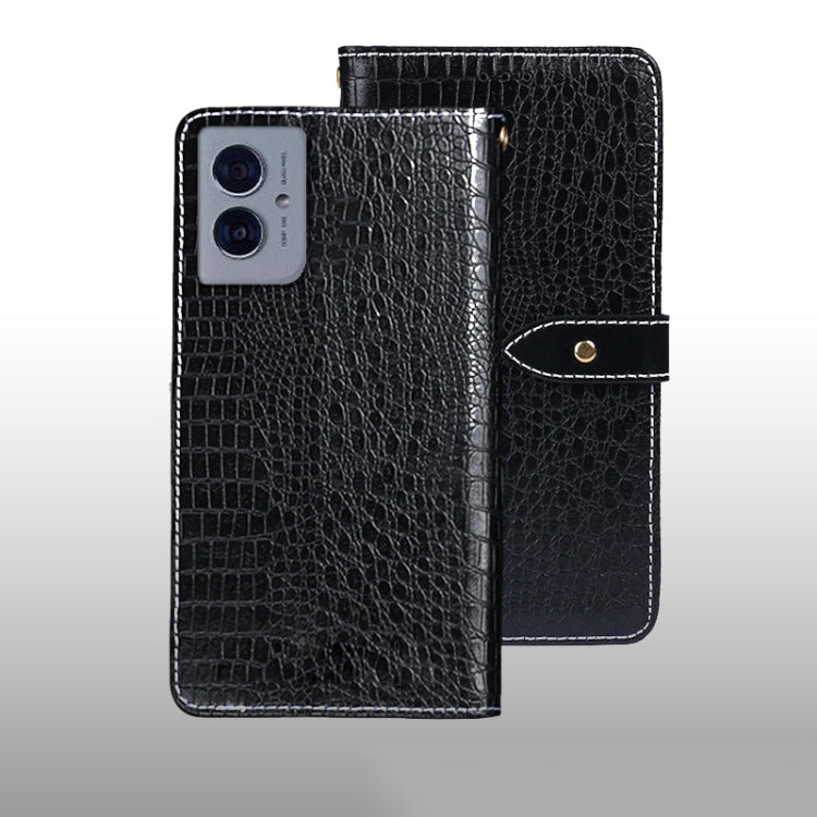 For Motorola Moto G55 5G idewei Crocodile Texture Leather Phone Case(Black) by idewei