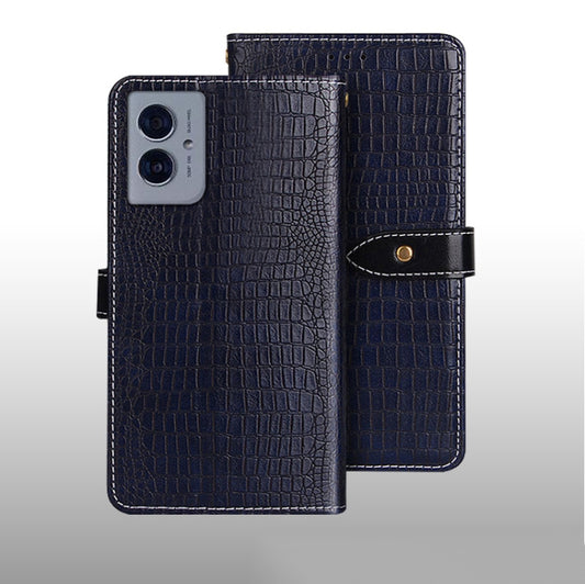 For Motorola Moto G55 5G idewei Crocodile Texture Leather Phone Case(Dark Blue) by idewei