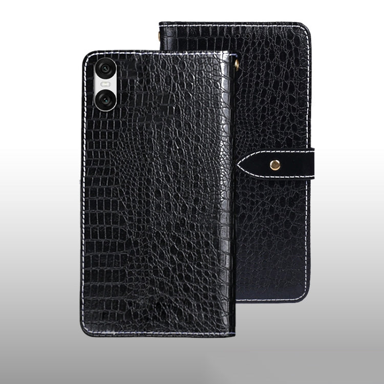 For Sony Xperia 10 VI idewei Crocodile Texture Leather Phone Case(Black) by idewei