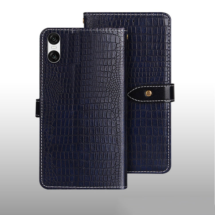 For Sony Xperia 10 VI idewei Crocodile Texture Leather Phone Case(Dark Blue) by idewei