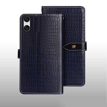 For Sony Xperia 10 VI idewei Crocodile Texture Leather Phone Case(Dark Blue) by idewei