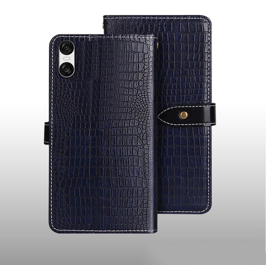 For Sony Xperia 10 VI idewei Crocodile Texture Leather Phone Case(Dark Blue) by idewei