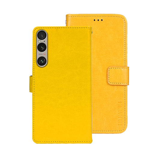 For Sony Xperia 1 VI idewei Crazy Horse Texture Leather Phone Case(Yellow) by idewei