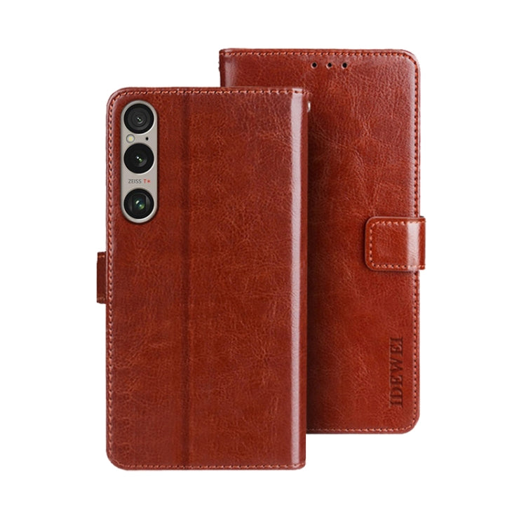 For Sony Xperia 1 VI idewei Crazy Horse Texture Leather Phone Case(Brown) by idewei