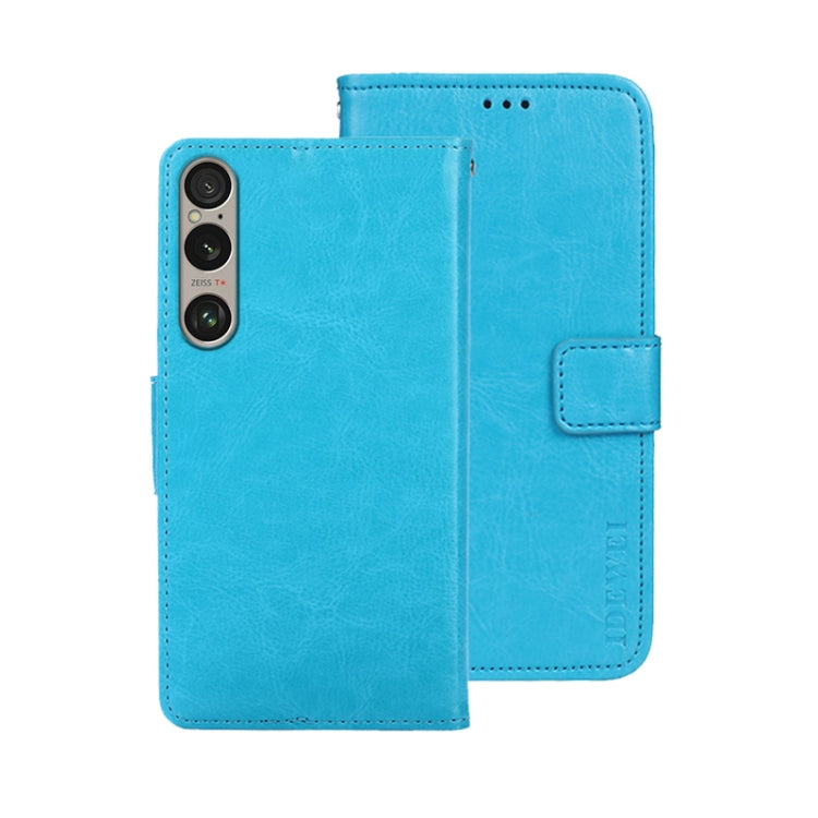 For Sony Xperia 1 VI idewei Crazy Horse Texture Leather Phone Case(Sky Blue) by idewei