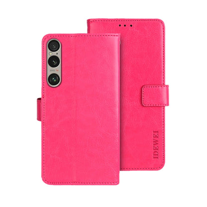 For Sony Xperia 1 VI idewei Crazy Horse Texture Leather Phone Case(Rose Red) by idewei