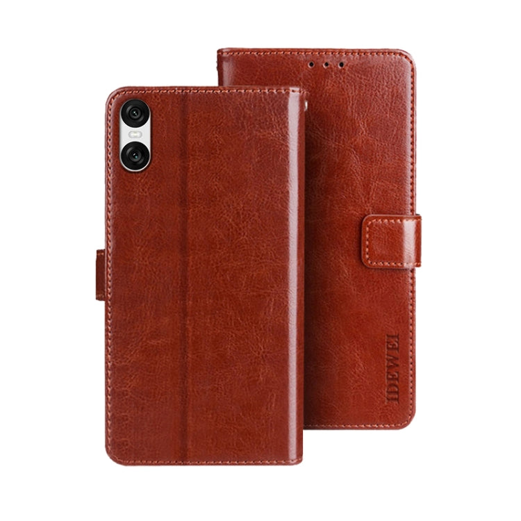 For Sony Xperia 10 VI idewei Crazy Horse Texture Leather Phone Case(Brown) by idewei