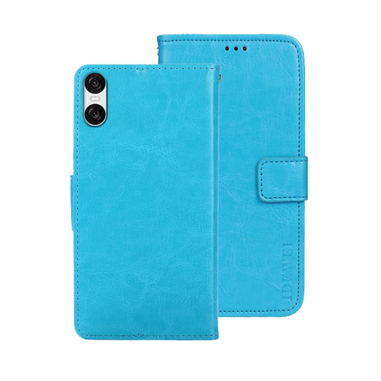 For Sony Xperia 10 VI idewei Crazy Horse Texture Leather Phone Case(Sky Blue) by idewei