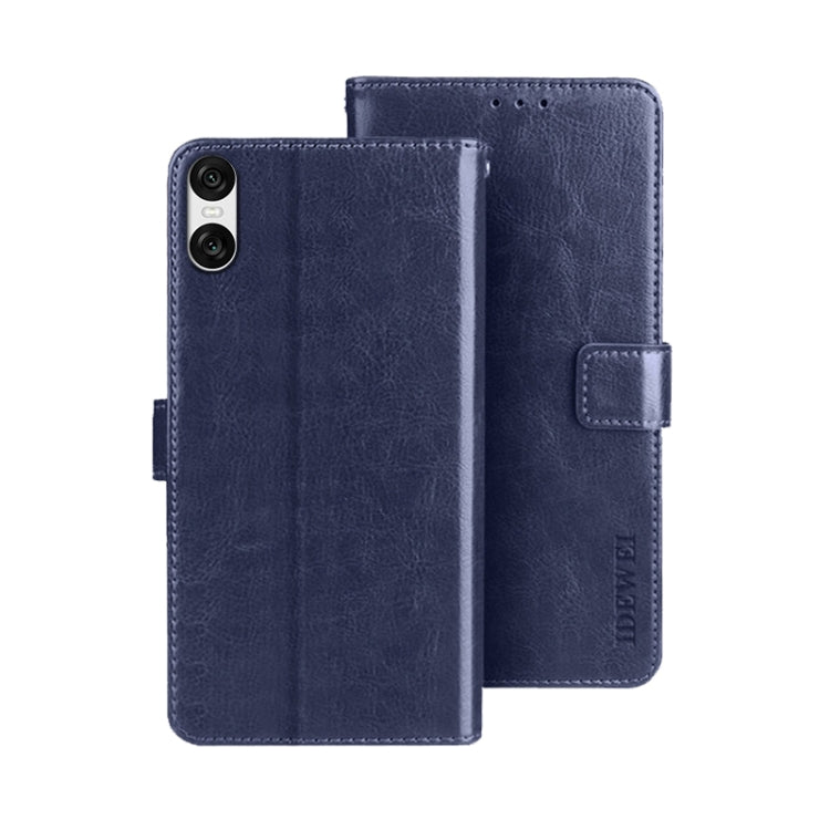 For Sony Xperia 10 VI idewei Crazy Horse Texture Leather Phone Case(Blue) by idewei