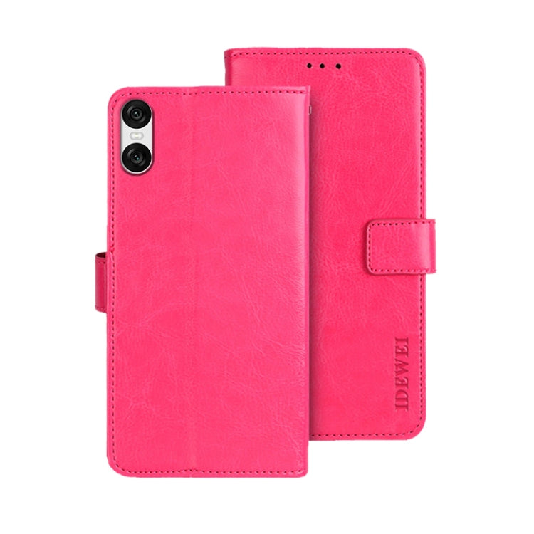 For Sony Xperia 10 VI idewei Crazy Horse Texture Leather Phone Case(Rose Red) by idewei