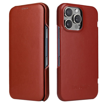 For iPhone 16 Pro Max Fierre Shann Top Layer Cowhide Business Magnetic Leather Phone Case(Brown) by FIERRE SHANN