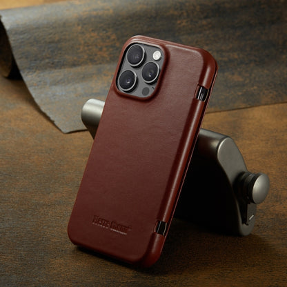 For iPhone 16 Pro Max Fierre Shann Top Layer Cowhide Business Magnetic Leather Phone Case(Brown) by FIERRE SHANN