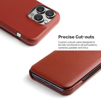 For iPhone 16 Pro Max Fierre Shann Top Layer Cowhide Business Magnetic Leather Phone Case(Brown) by FIERRE SHANN