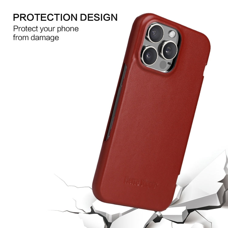 For iPhone 16 Pro Max Fierre Shann Top Layer Cowhide Business Magnetic Leather Phone Case(Brown) by FIERRE SHANN