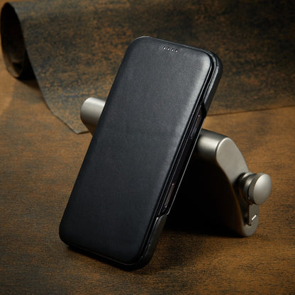 For iPhone 16 Pro Max Fierre Shann Top Layer Cowhide Business Magnetic Leather Phone Case(Black) by FIERRE SHANN