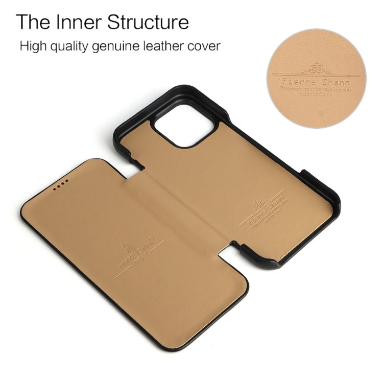 For iPhone 16 Pro Max Fierre Shann Top Layer Cowhide Business Magnetic Leather Phone Case(Black) by FIERRE SHANN