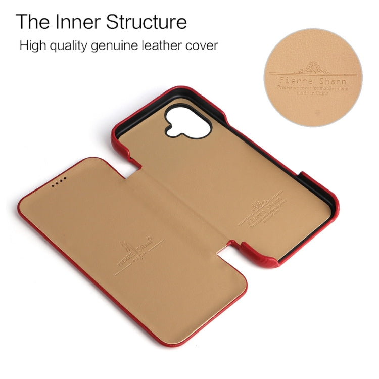 For iPhone 16 Plus Fierre Shann Top Layer Cowhide Business Magnetic Leather Phone Case(Red) by FIERRE SHANN