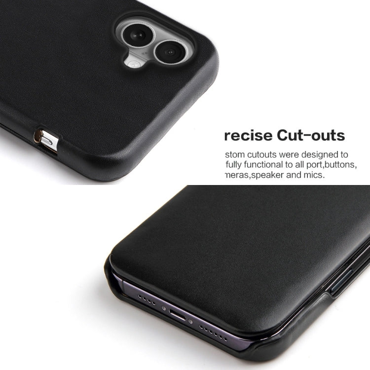 For iPhone 16 Plus Fierre Shann Top Layer Cowhide Business Magnetic Leather Phone Case(Black) by FIERRE SHANN