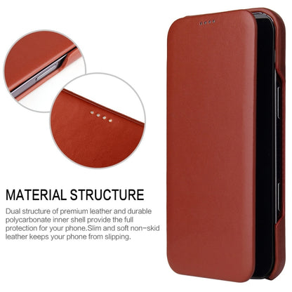 For iPhone 16 Fierre Shann Top Layer Cowhide Business Magnetic Leather Phone Case(Brown) by FIERRE SHANN