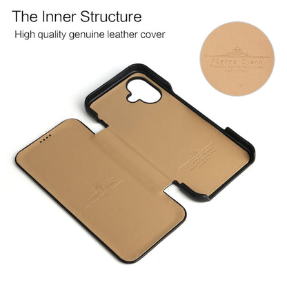 For iPhone 16 Fierre Shann Top Layer Cowhide Business Magnetic Leather Phone Case(Black) by FIERRE SHANN