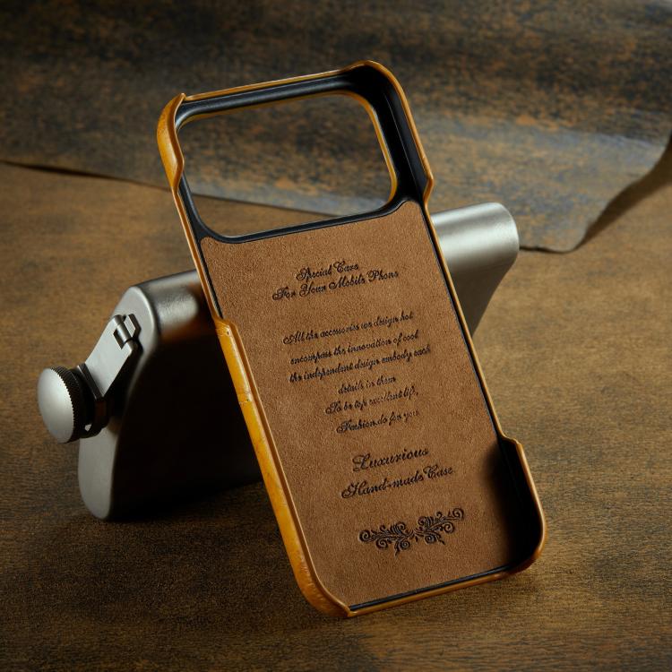 For iPhone 17 Pro Max Fierre Shann Retro Oil Wax Texture Card Slots PU Leather Phone Case(Yellow) by FIERRE SHANN