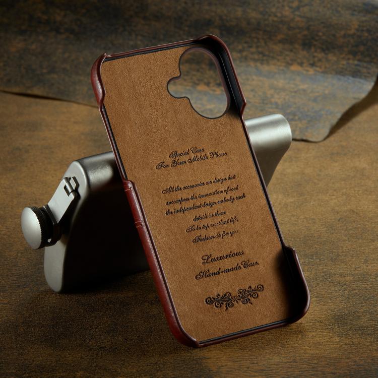 For iPhone 17 Fierre Shann Retro Oil Wax Texture Card Slots PU Leather Phone Case(Brown) by FIERRE SHANN