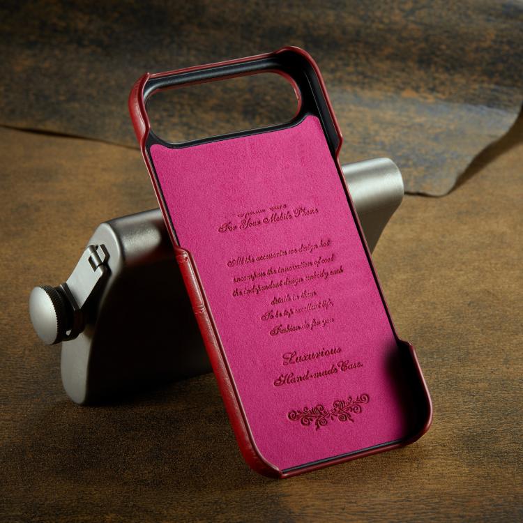 For iPhone Air Fierre Shann Retro Oil Wax Texture Card Slots PU Leather Phone Case(Red) by FIERRE SHANN